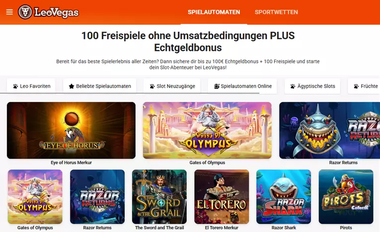 LeoVegas Freispiele ohne umsatzbedingungen
