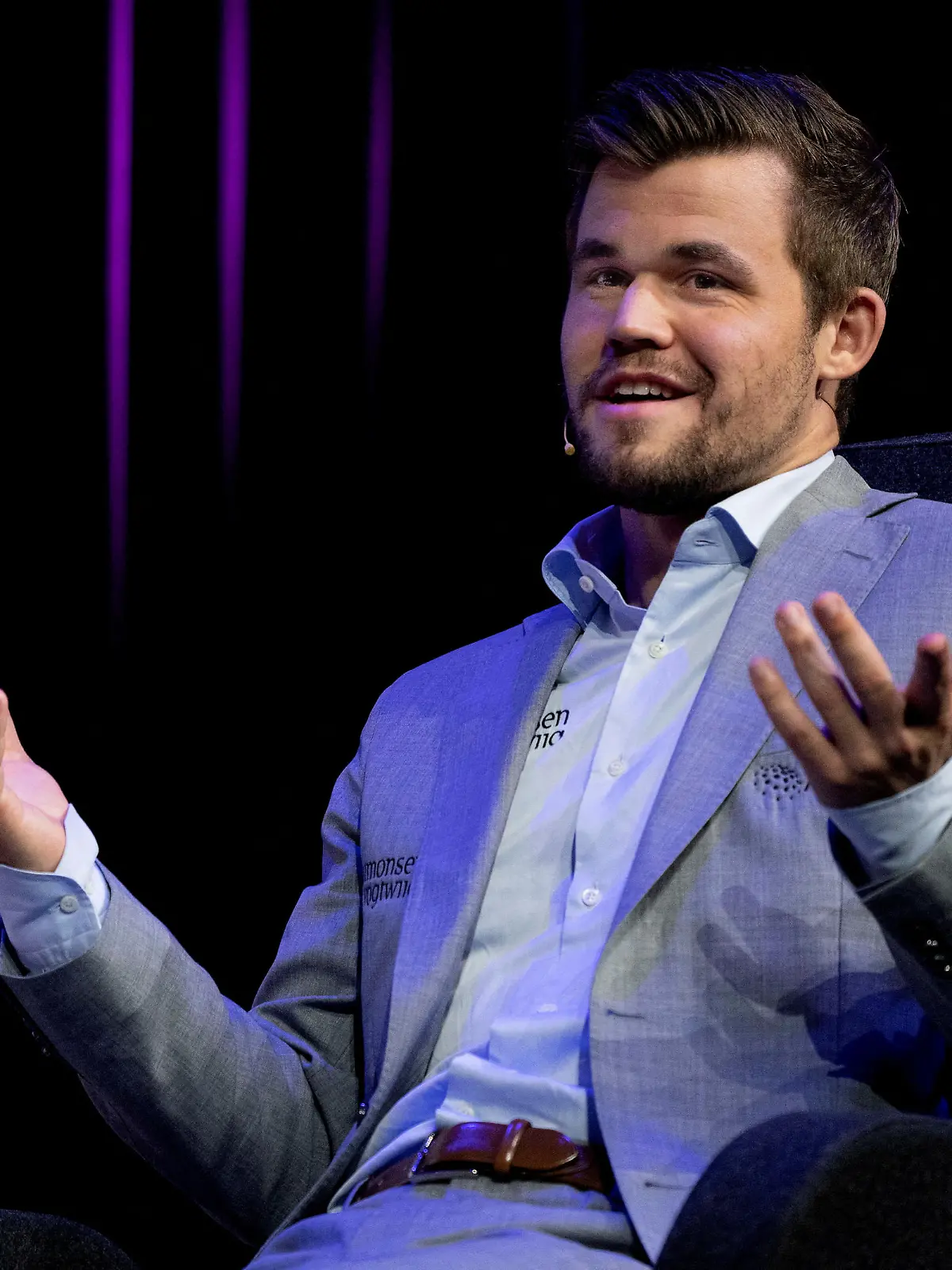 FILE PHOTO: Norwegian chess player Magnus Carlsen participates at the Energy Denmark Champions Battle 2019 in Circus Building, Copenhagen, Denmark May 22, 2019. Claus Bech/Ritzau Scanpix/via REUTERS    ATTENTION EDITORS - THIS IMAGE WAS PROVIDED BY A THIRD PARTY. DENMARK OUT./File Photo