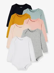 7er-Pack bunte langärmelige Bodys