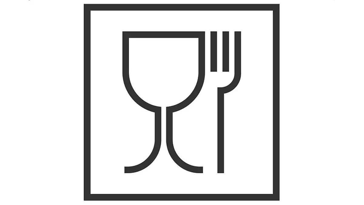 Dieses EU-weit gültige Glas-Gabel-Symbol kennzeichnet Materialien, die für den Lebensmittelkontakt geeignet sind.