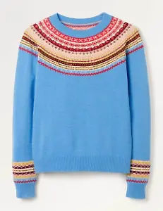 Aberdeen Fair-Isle-Pullover-Flachsblau