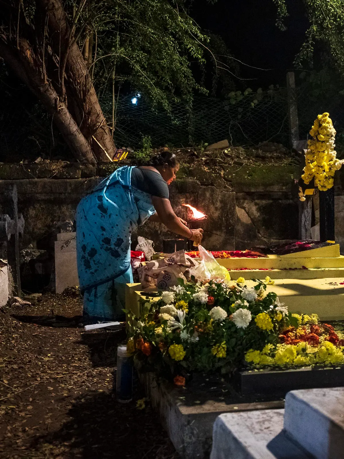 Chennai, India, On 2nd Nov'19, People are praying on the occasion of All soul's day for their beloved near and dear ones who passed away. (Photo by Dipayan Bose/NurPhoto)