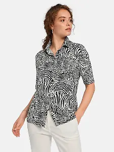 Jersey-Bluse mit Zebra-Muster