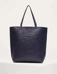 Leder-Shopper in Navy