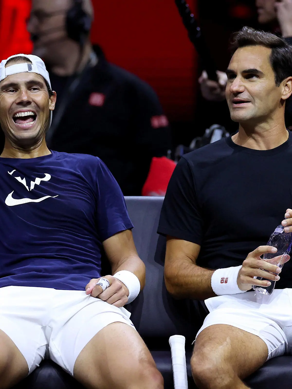 Mandatory Credit: Photo by Ella Ling/Shutterstock 13409454t Roger Federer and Rafael Nadal smile during Laver Cup practice Laver Cup, Tennis Tournament, Practise Day, 02 Arena, London, UK - 22 Sep 2022 Laver Cup, Tennis Tournament, Practise Day, 02 Arena, London, UK - 22 Sep 2022 PUBLICATIONxINxGERxSUIxAUTXHUNxGRExMLTxCYPxROMxBULxUAExKSAxONLY Copyright: xEllaxLing/Shutterstockx 13409454t 