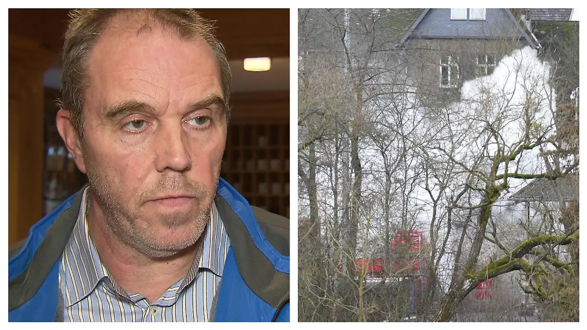 Wolfgang Pfeiler und die Rauchwolke des Gasaustritts in einer Collage