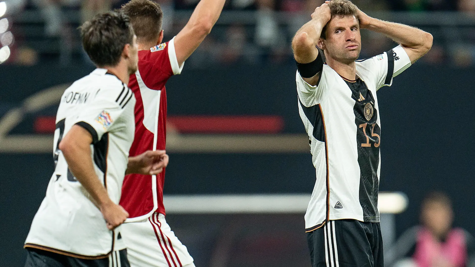 Thomas Müller Deutschland, 13 hadert mit einer vergebenen Chance Deutschland/Germany vs. Ungarn/Hungary, Fussball, Nations League, DFB, 23.09.2022 DFB REGULATIONS PROHIBIT ANY USE OF PHOTOGRAPHS AS IMAGE SEQUENCES AND/OR QUASI-VIDEO Deutschland/Germany vs. Ungarn/Hungary, Fussball, Nations League, DFB, 23.09.2022 Leipzig *** Thomas Muller Germany, 13 struggles with a missed chance Germany Germany vs Hungary Hungary, football, Nations League, DFB, 23 09 2022 DFB REGULATES PROHIBIT ANY USE OF PHOTOGRAPHS AS IMAGE SEQUENCES AND OR QUASI VIDEO Germany Germany vs Hungary Hungary, football, Nations League, DFB, 23 09 2022 Leipzig Copyright: xEibner-Pressefoto/BahhoxKarax EP_EER