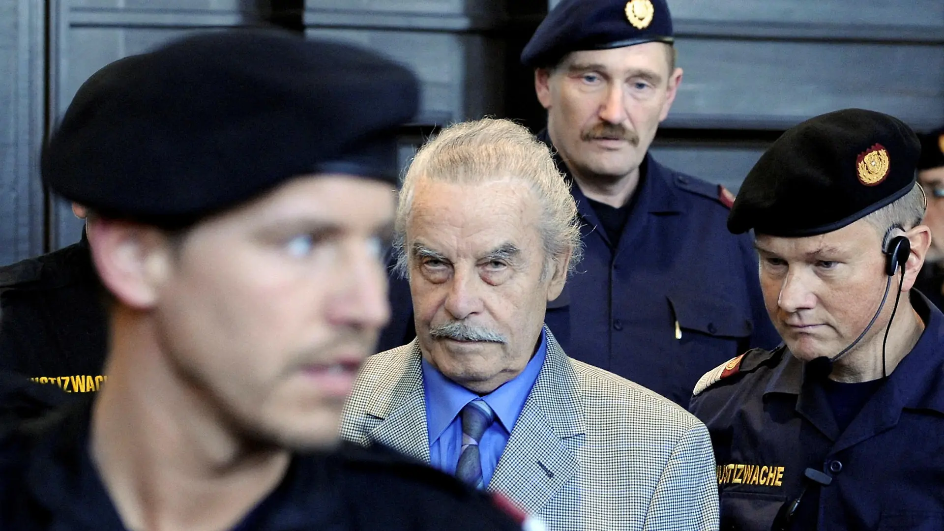 FILE PHOTO: Defendant Josef Fritzl is pictured during proceedings on the last day the last day of his trial at the court of law in Sankt Poelten in Austria's province of Lower Austria March 19, 2009. REUTERS/POOL/Robert Jaeger FOR EDITORIAL USE ONLY. NOT FOR SALE FOR MARKETING OR ADVERTISING CAMPAIGNS/File Photo