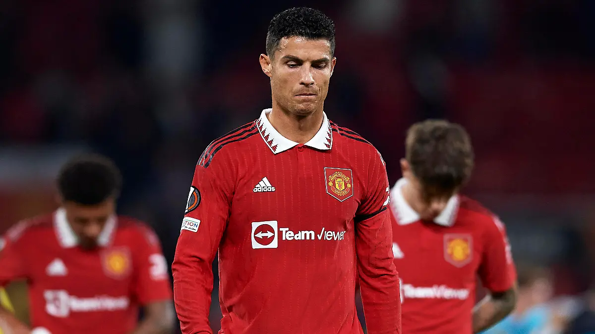 Manchester United, ManU v Real Sociedad: Group E - UEFA Europa League Cristiano Ronaldo Centre-Forward of Manchester United and Portugal dejected after losing during the UEFA Europa League group E match between Manchester United and Real Sociedad at Old Trafford on September 8, 2022 in Manchester, United Kingdom. Manchester United Kingdom England PUBLICATIONxNOTxINxFRA Copyright: xJosexBretonx originalFilename:breton-manchest220908_np60o.jpg
