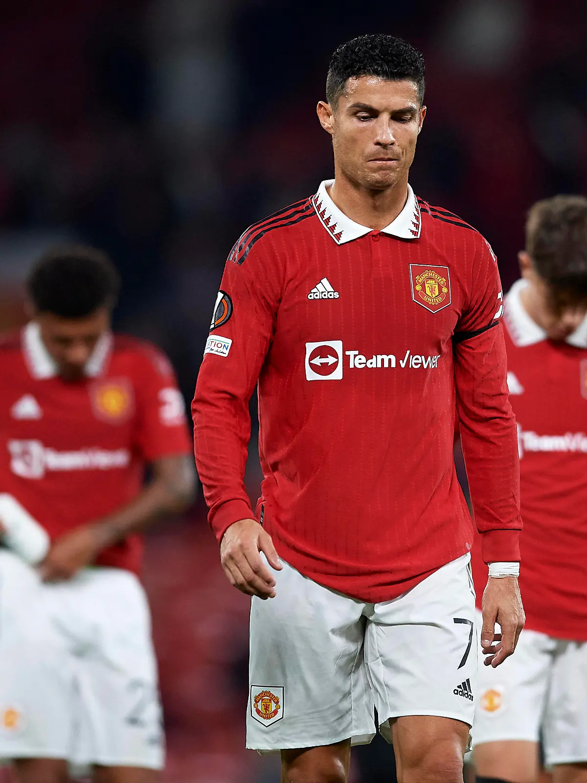  Manchester United, ManU v Real Sociedad: Group E - UEFA Europa League Cristiano Ronaldo Centre-Forward of Manchester United and Portugal dejected after losing during the UEFA Europa League group E match between Manchester United and Real Sociedad at Old Trafford on September 8, 2022 in Manchester, United Kingdom. Manchester United Kingdom England PUBLICATIONxNOTxINxFRA Copyright: xJosexBretonx originalFilename:breton-manchest220908_np60o.jpg