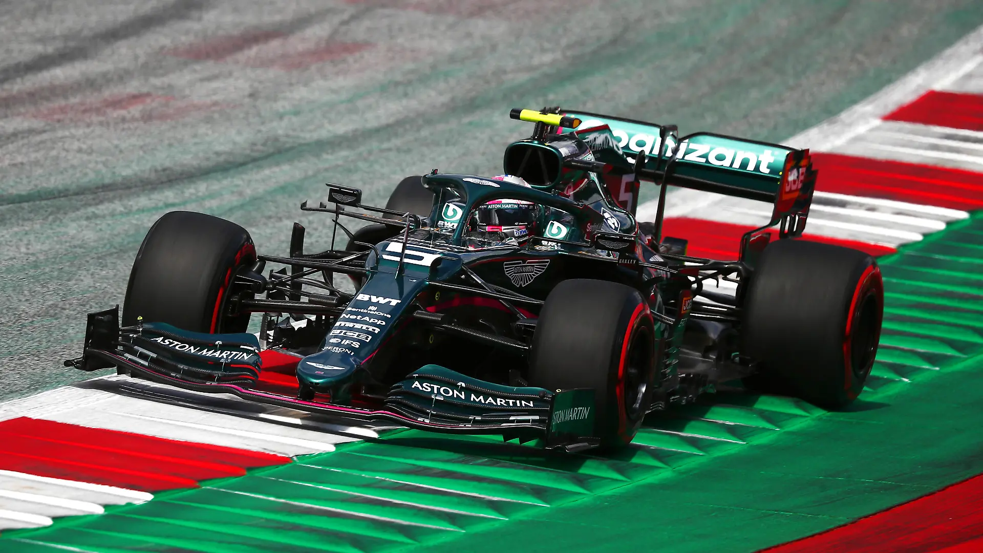 Formula 1 Austria Gran Prix 2021 Sebastian Vettel of Aston Martin on track during qualifying session of Formula 1 Gran Prix 2021 of Austria Spielberg Red Bull Ring Austria Copyright: xBasilex