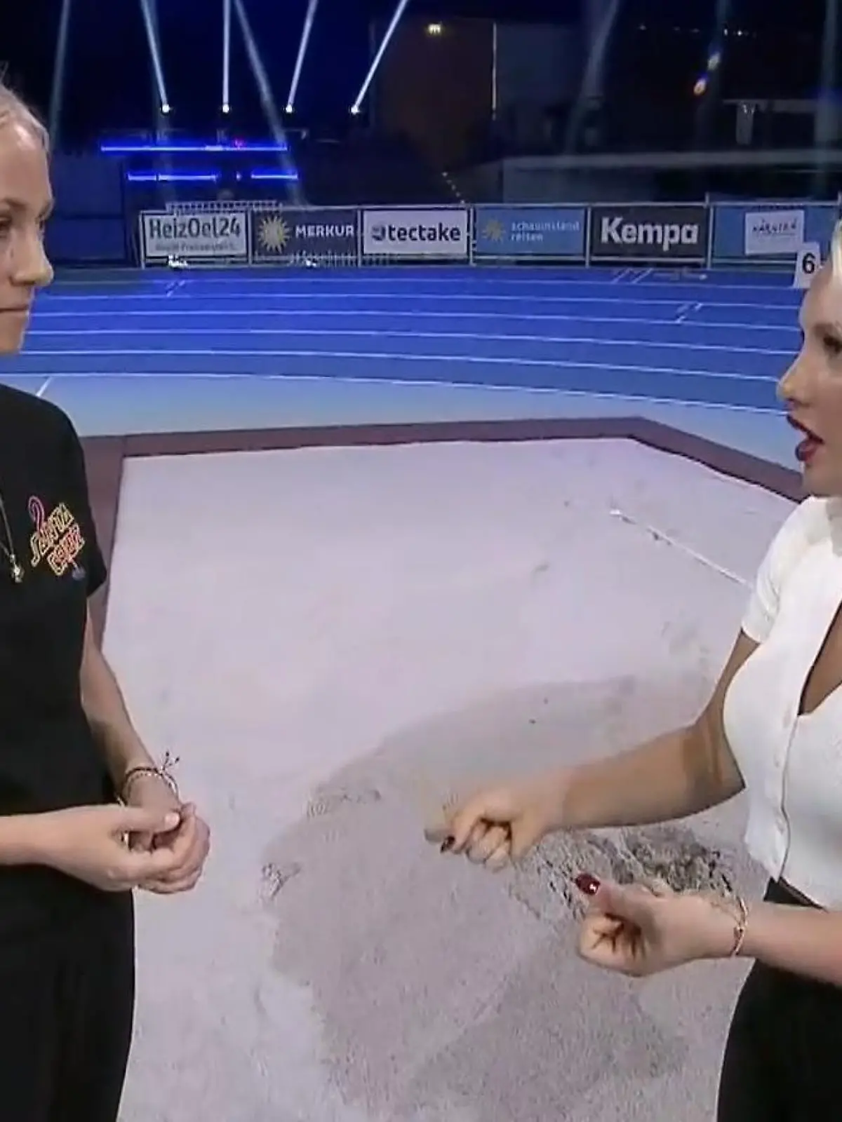 Angela-Fingererben und Evelyn Burdecki bei den RTL Spommerspielen in Leizig