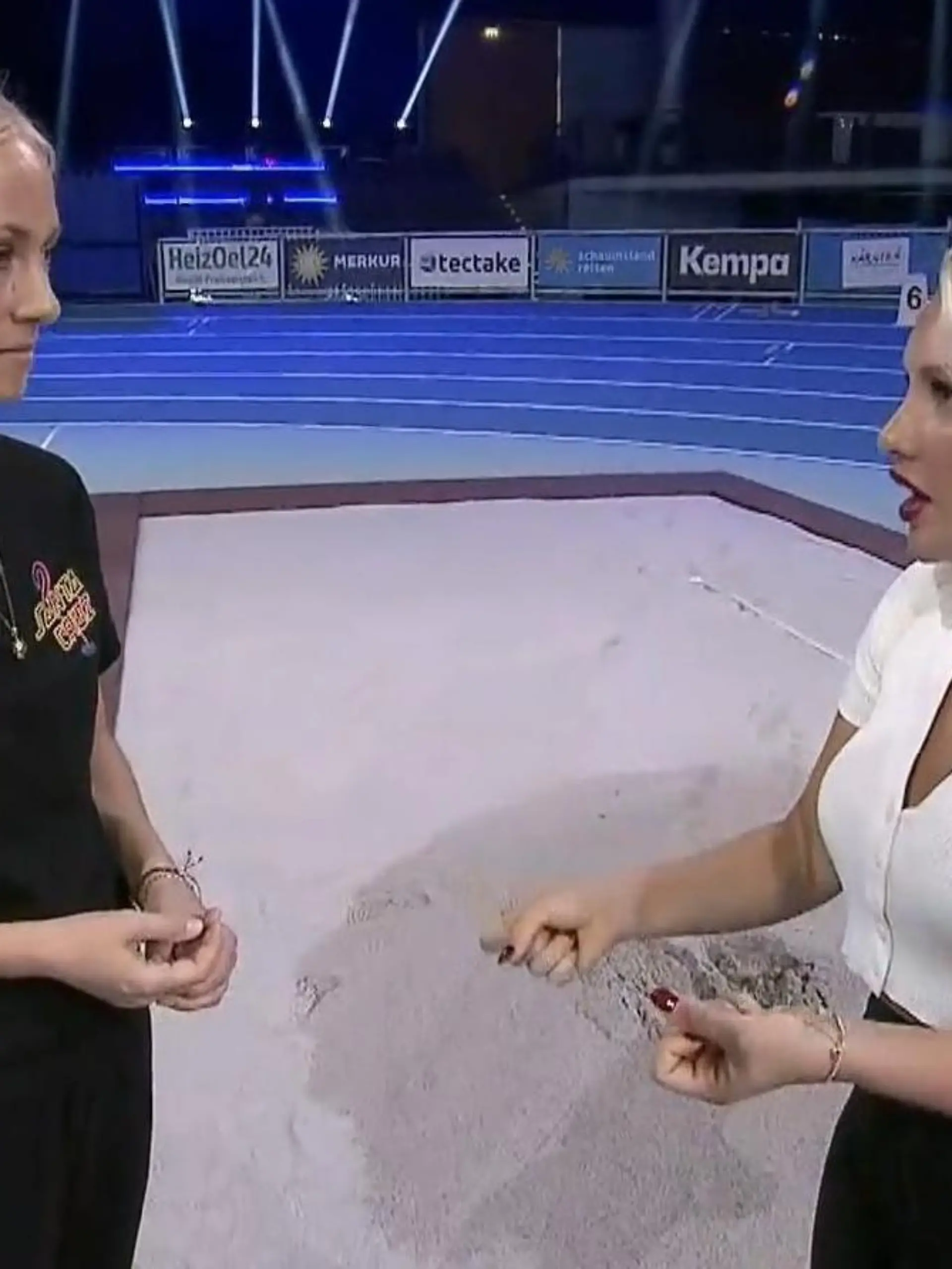 Angela-Fingererben und Evelyn Burdecki bei den RTL Spommerspielen in Leizig