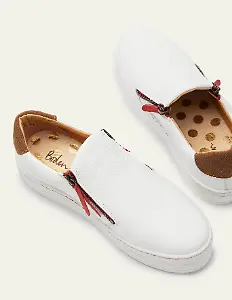 Plateau-Turnschuhe mit Reißverschluss - Weiß, Leder