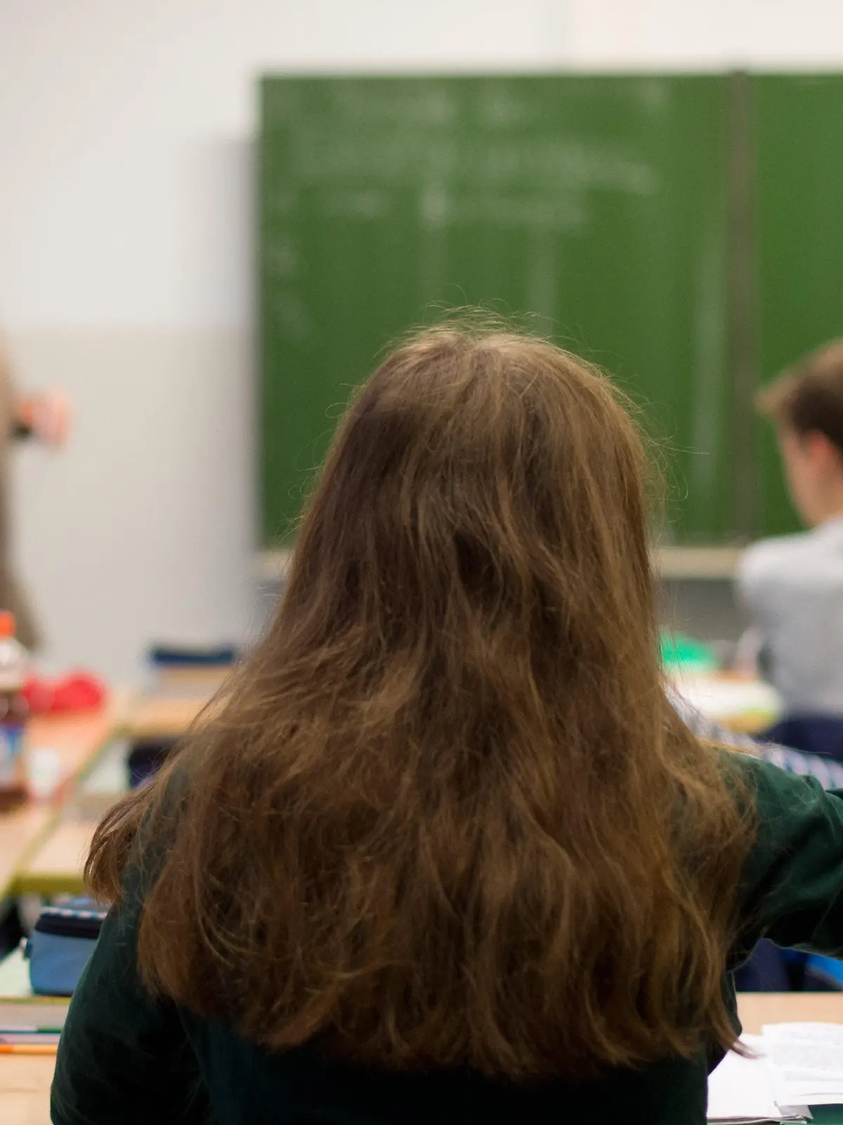 Eine Schülerin meldet sich am 27.11.2013 im Biologieunterricht einer 8. Klasse in einem Gymnasium in Hannover (Niedersachsen). Die von der rot-grünen Landesregierung geplante Mehrarbeit für Gymnasiallehrer steht im Mittelpunkt der Jahrestagung des niedersächsischen Philologenverbandes. Foto: Julian Stratenschulte/dpa +++(c) dpa - Bildfunk+++
