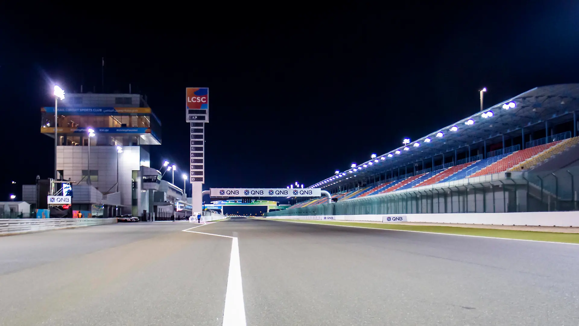 March 5, 2020, Doha, USA: DOHA, QATAR - MARCH 05: General view of the pit building and main grandstand of QNB Qatar Motorcycle Grand Prix held on March 5, 2020, at Losail International Circuit in Doha, Qatar. /Icon Sportswire Doha USA - ZUMAi88 20200305zafi88148 Copyright: xHazrinxYeobxMenxShahx