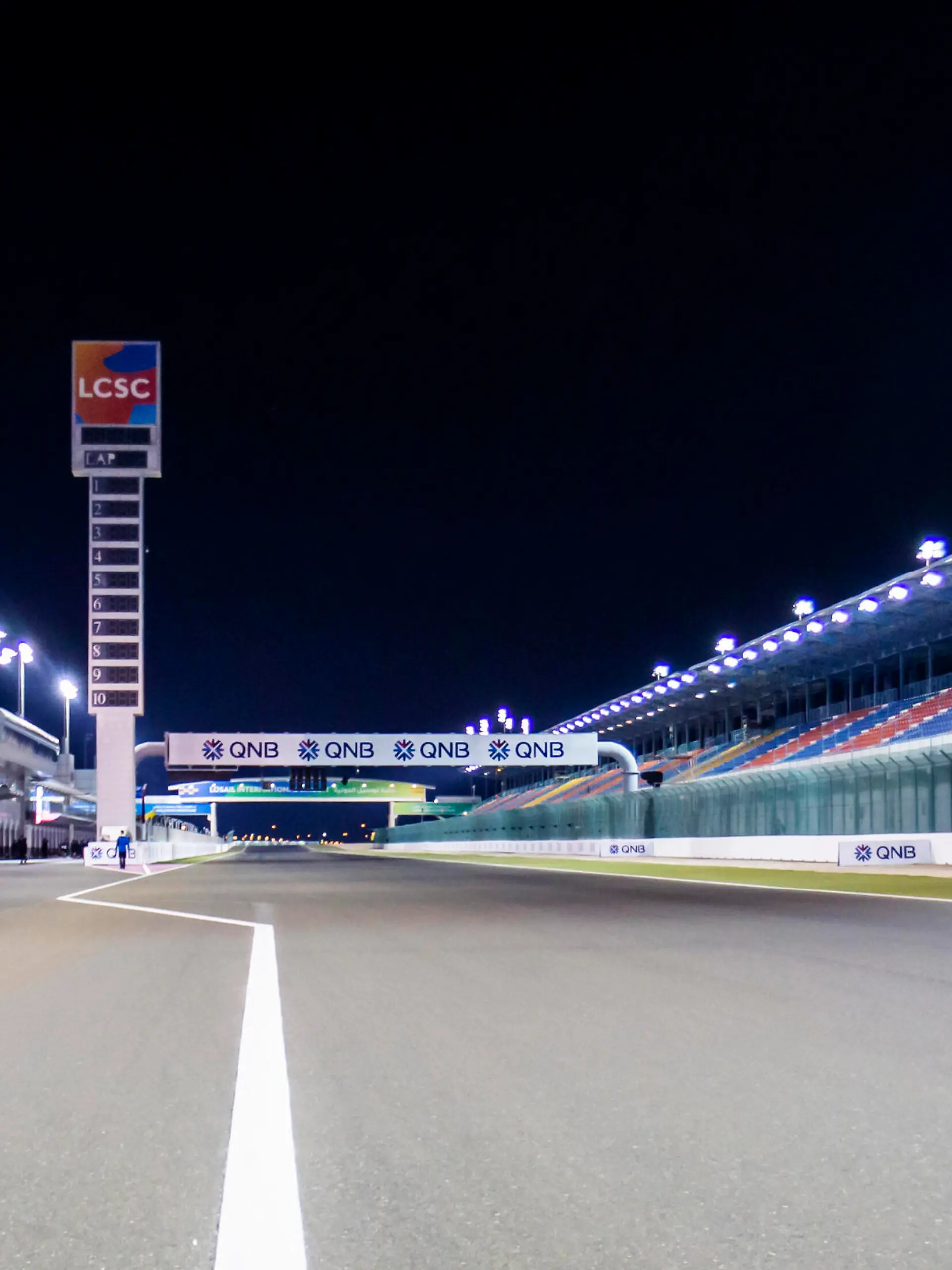March 5, 2020, Doha, USA: DOHA, QATAR - MARCH 05: General view of the pit building and main grandstand of QNB Qatar Motorcycle Grand Prix held on March 5, 2020, at Losail International Circuit in Doha, Qatar.  /Icon Sportswire Doha USA - ZUMAi88 20200305zafi88148 Copyright: xHazrinxYeobxMenxShahx
