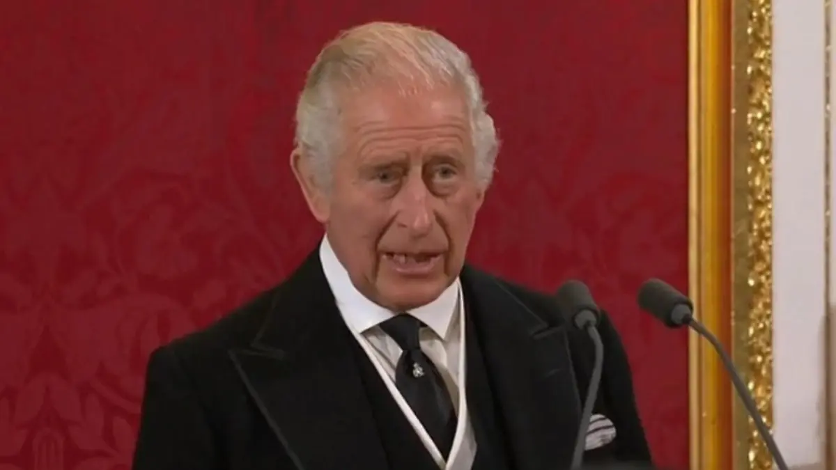 Charles erste Worte als britischer König Proklamation in London