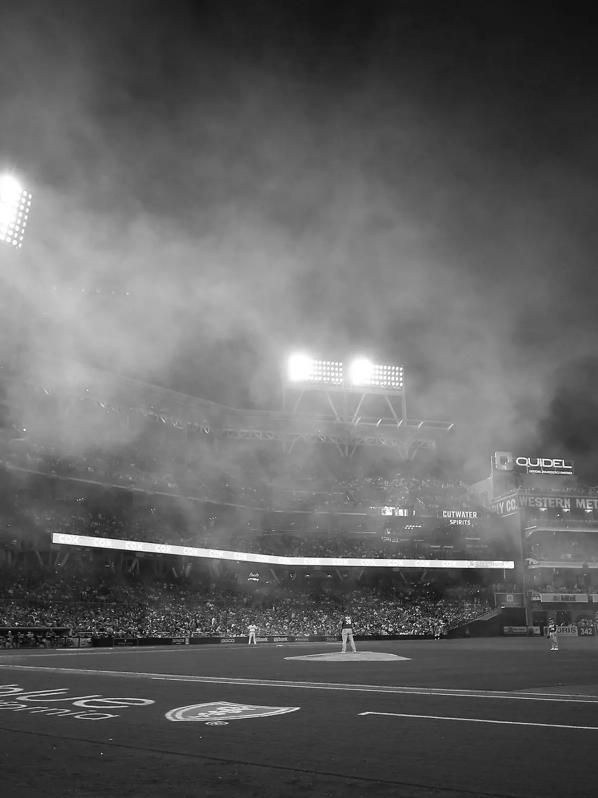 July 27, 2021, San Diego, CA, United States: SAN DIEGO, CA - JULY 27: Smoke from pyrotechnics fills the air as San Diego Padres Eric Hosmer bats in the 5th inning against the Oakland Athletics at Petco Park on Tuesday July 27, 2021. San Diego United States - ZUMAs44_ 0127326739st Copyright: xK.C.xAlfredx 