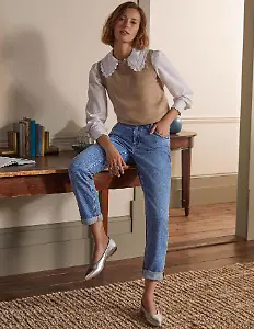 Girlfriend-Jeans - Helles Vintageblau