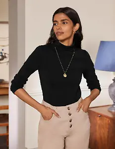 Basic-Rollkragenpullover - Schwarz