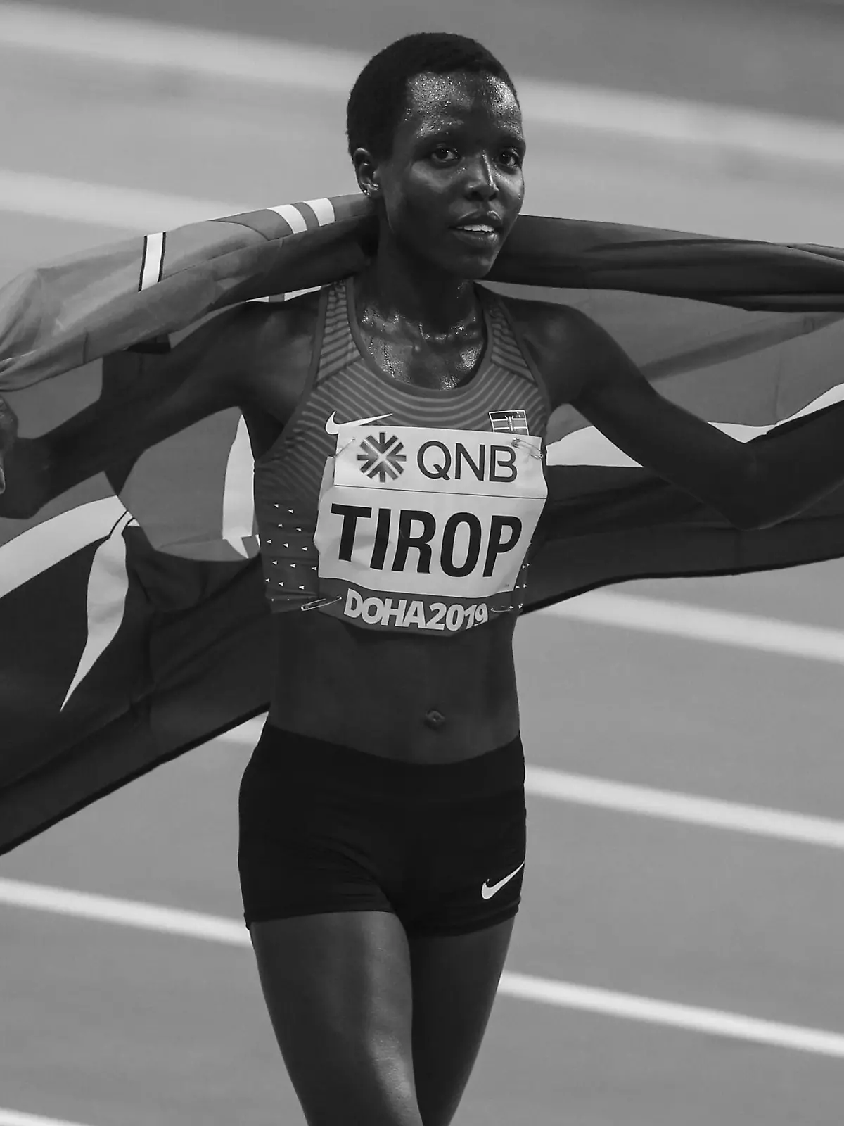 DOHA, QATAR - SEPTEMBER 28: Third placed Agnes Jebet Tirop of Kenya is seen after winning the Women's 10000m final within the 17th edition of the IAAF World Athletics Championships at Khalifa International Stadium in Doha, Qatar on September 28, 2019. Serhat Cagdas / Anadolu Agency