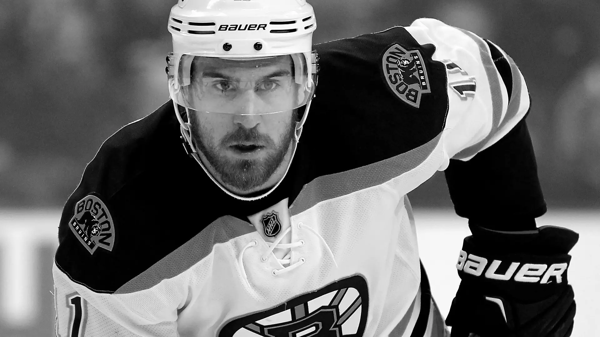 FILE - In this Jan. 13, 2016, file photo, Boston Bruins' Jimmy Hayes looks on during an NHL hockey game against the Philadelphia Flyers in Philadelphia. Kevin Hayes spent a life in step with big brother Jimmy, a couple of kids from Boston's largest neighborhood who attended the same boarding school, same college and, ultimately, played head-to-head in the NHL. In August, Kevin Hayes stood behind to a lectern inside a jammed Catholic parish, steeled his nerves and told mourners about the best brother in the world. (AP Photo/Tom Mihalek, File)