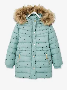 Vertbaudet Gesteppte Mädchen Winterjacke mit Recycling-Polyester - grün bedruckt