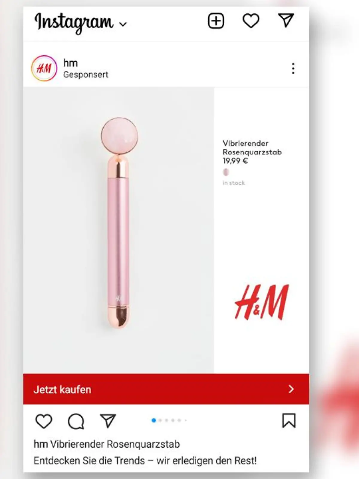 Werbung für vibrierenden Rosenquarzstab von H&M