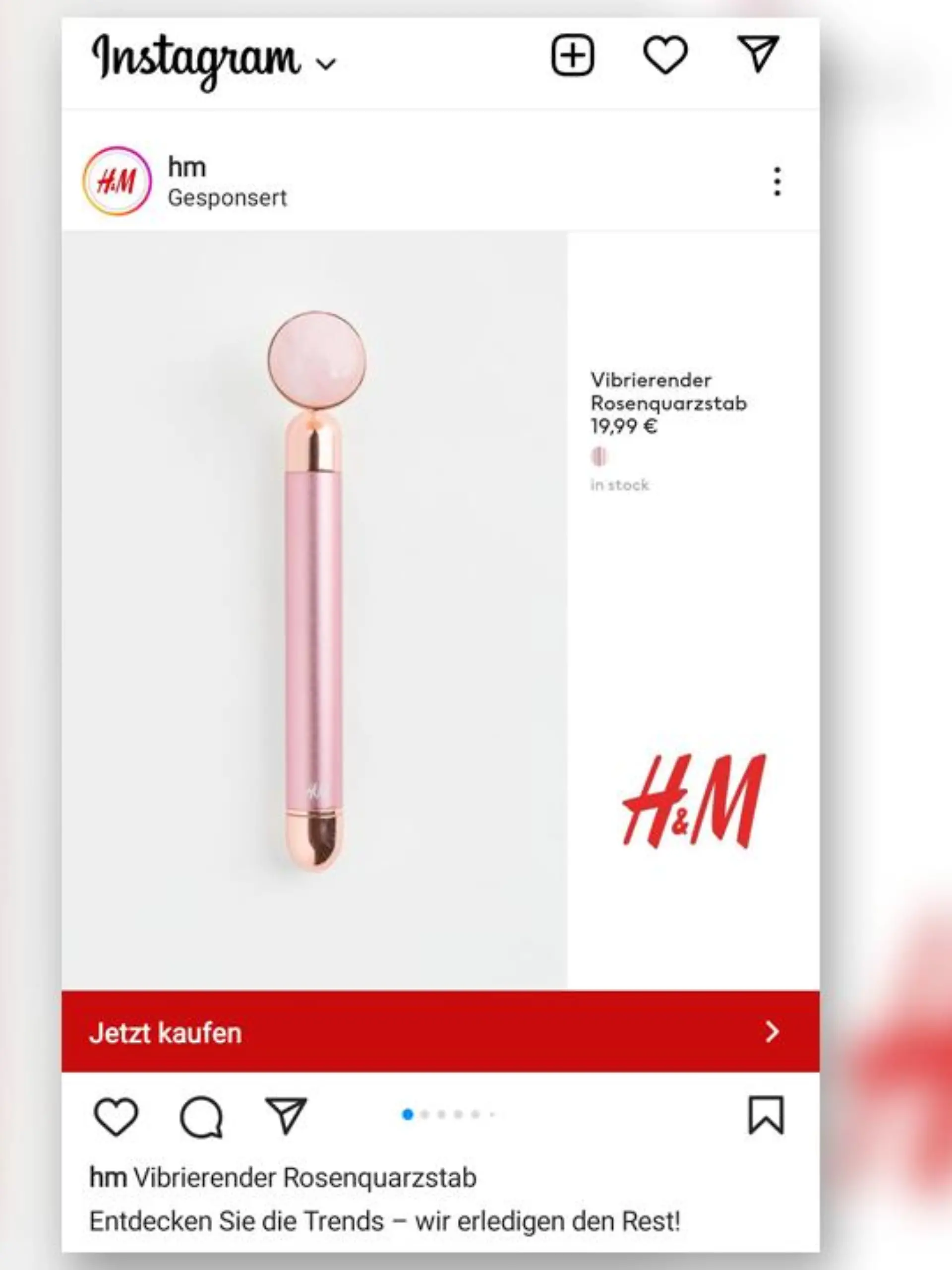 Werbung für vibrierenden Rosenquarzstab von H&M
