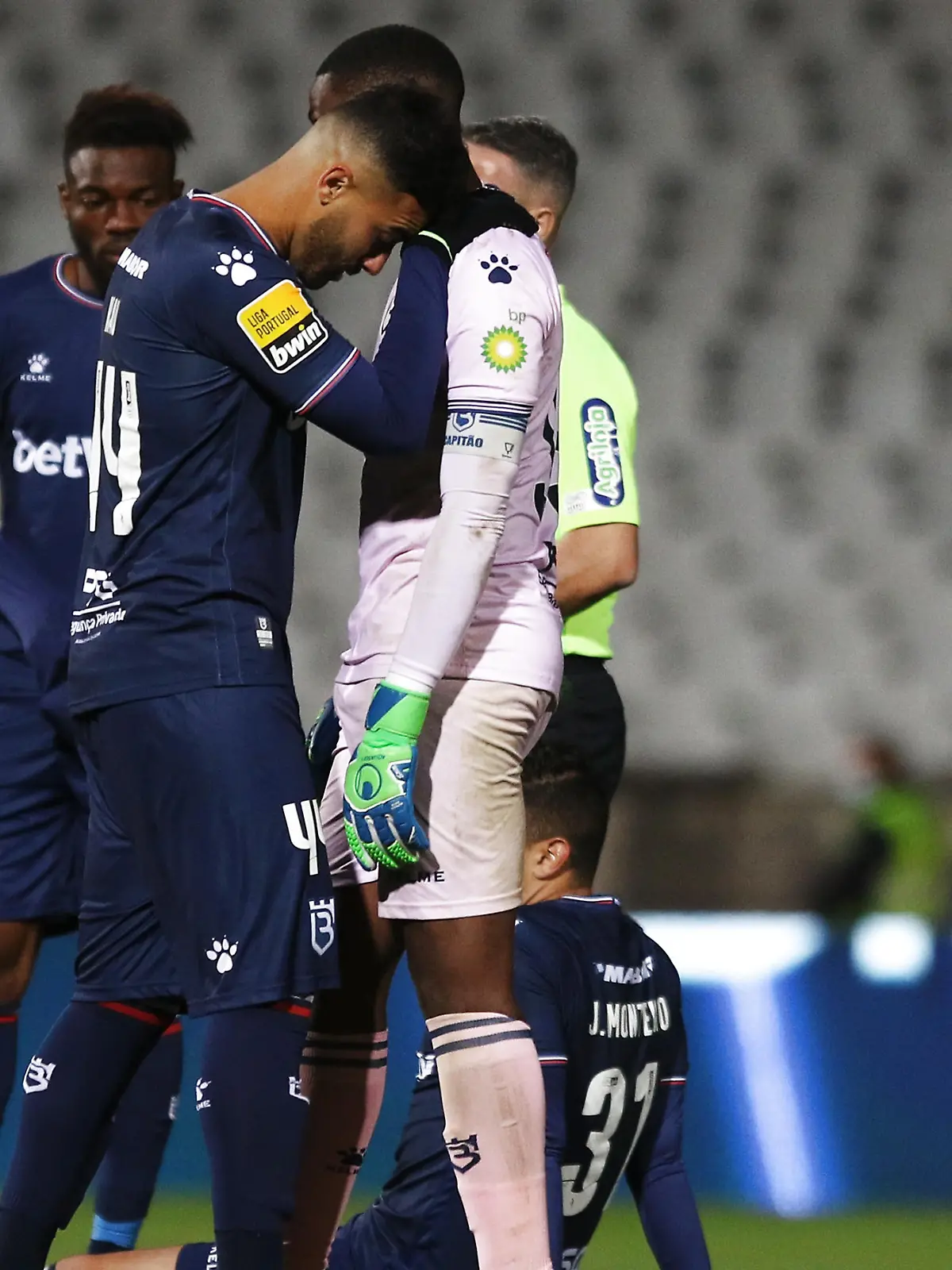 November 27, 2021, Lisbon, Portugal: Eduardo Kau of Belenenses SAD, reaction at the beginning of the second half of Portuguese league football match between Belenenses SAD and SL Benfica, at the Jamor stadium in Lisbon, Portugal on November 27, 2021. Valter Gouveia/SPP (Credit Image: Â© Valter Gouveia/Sport Press Photo via ZUMA Press