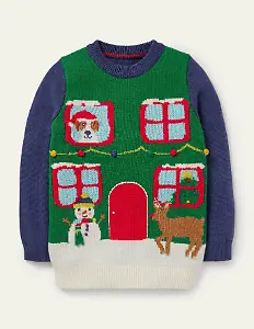 Rundhalspullover mit Weihnachtsmotiv ab