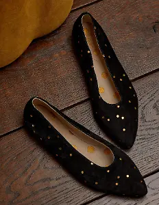 Catriona Ballerinas - Schwarz/Gold, Verstreute Tupfen