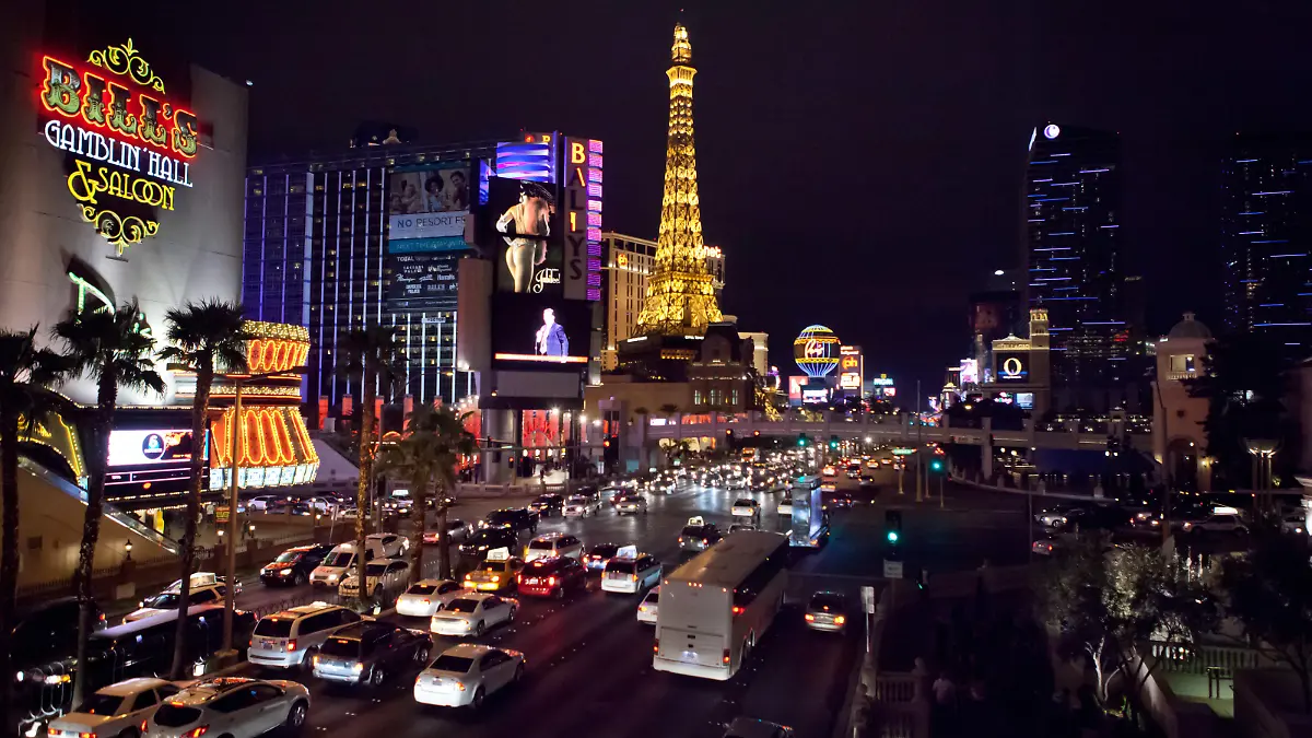 Stau am Las Vegas Strip, aufgenommen im Maerz 2012.