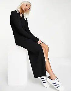 Strickkleid mit Reißverschluss in Schwarz
