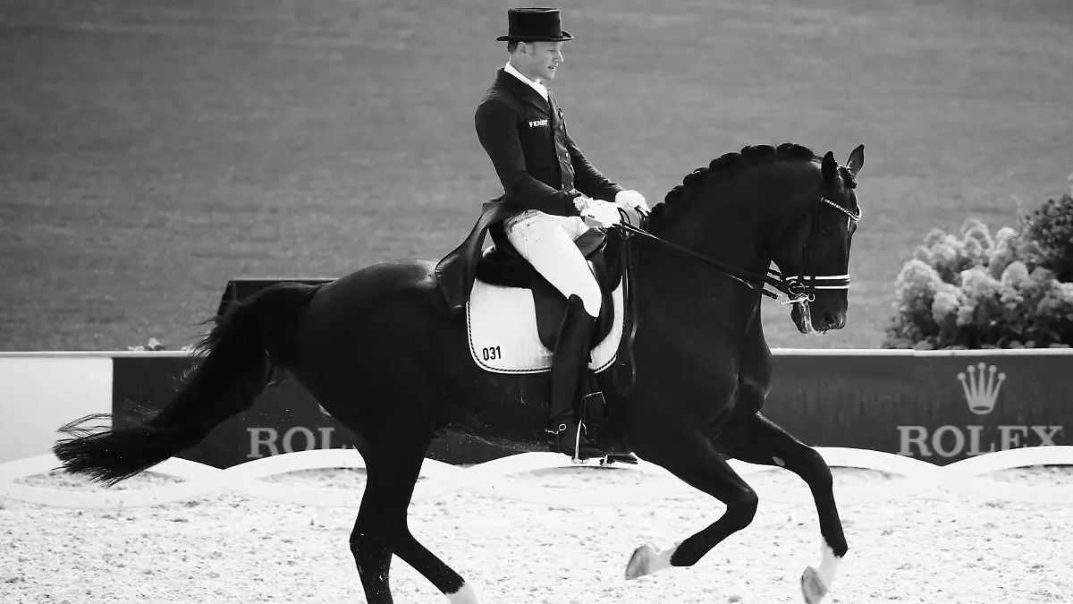 AACHEN, GERMANY - AUGUST 13: Matthias Alexander Rath of Germany competes on his horse Totilas in the Dressage Grand Prix team final and individual qualifier competition during Day 2 of the FEI European Equestrian Championship 2015 on August 13, 2015 in Aachen, Germany. (Photo by Alex Grimm/Bongarts/Getty Images)