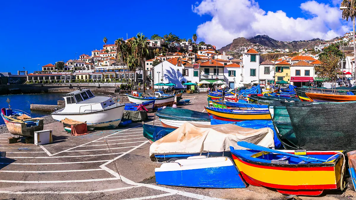 Colorfull traditional fishing village Camara de Lobos. Popular tourist destination .Madeira island travel and landmarks. Portugal