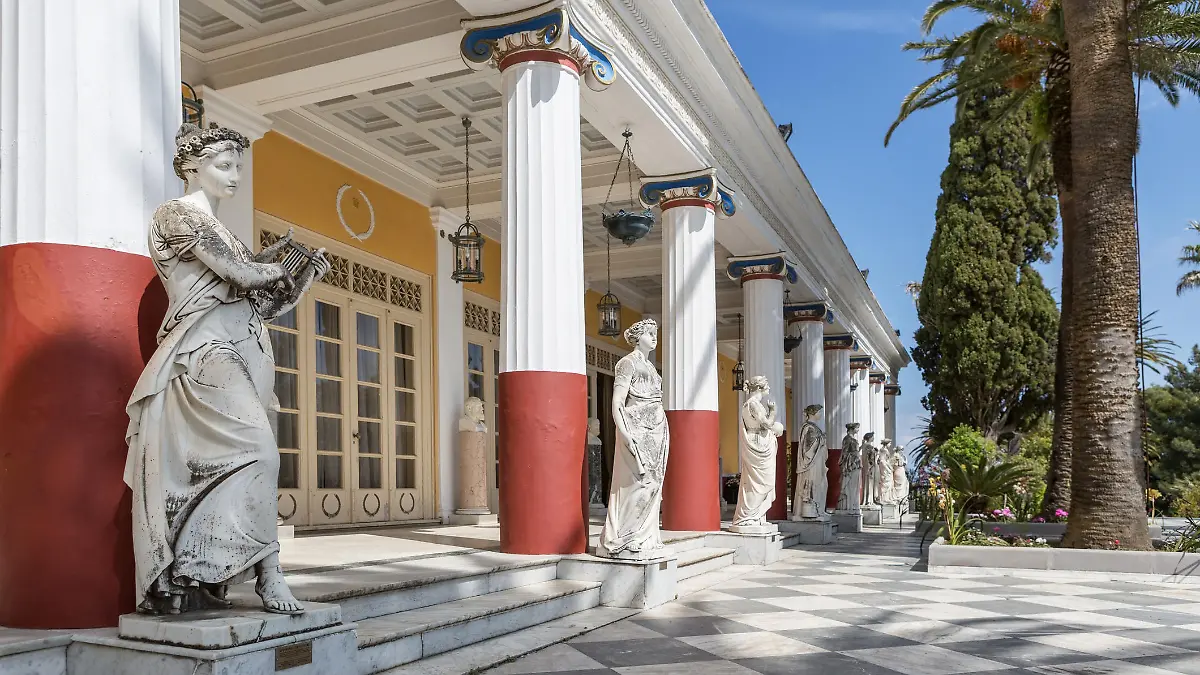 Achillion palace in Corfu island , Greece