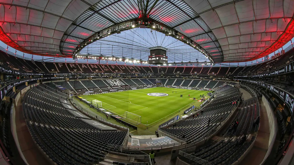  Fußball 1. Bundesliga 15. Spieltag Eintracht Frankfurt - Bayer 04 Leverkusen am 12.12.2021 im Deutsche Bank Park in Frankfurt Feature, Symbol, Symbolfoto, charakteristisch, Detail - Drohen der Bundesliga wieder Geisterspiele - Stadionpanorama Deutsche Bank Park *** Football 1 Bundesliga 15 Matchday Eintracht Frankfurt Bayer 04 Leverkusen on 12 12 2021 at Deutsche Bank Park in Frankfurt feature, symbol, symbolic photo, characteristic, detail Threatening the Bundesliga again ghost games stadium panorama Deutsche Bank Park UR