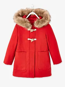 Vertbaudet Dufflecoat mit Kapuze und Knebelknöpfen Rot