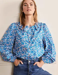 Bluse mit plissiertem Kragen