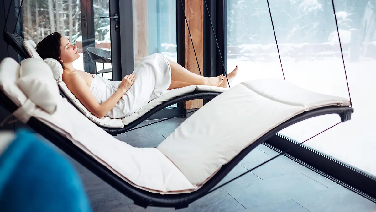 Woman relax in welness zone