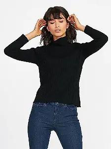 Rollkragen-Oberteil aus Merino-Wolle