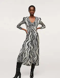 Maxikleid mit Retro-Swirl-Muster