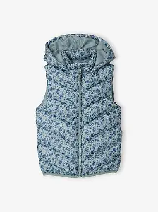 Vertbaudet Mädchen Steppweste mit Kapuze - Aqua