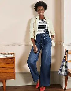 Gemütliche Jeans mit weitem Bein Mittleres Vintageblau