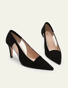 Pumps aus Veloursleder mit Cut-Out-Details Schwarz