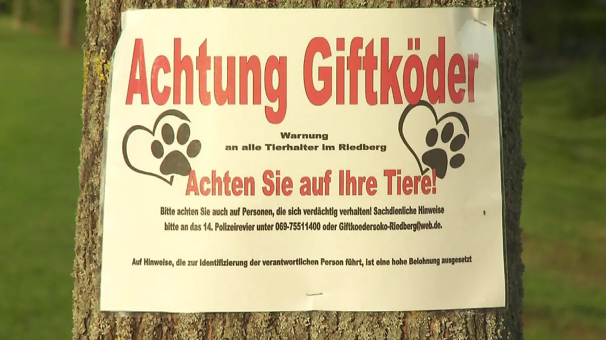 Sie könnten noch immer herumliegen und Schaden anrichten. Ein Warnschild soll weitere Hunde vor den Giftködern schützen.