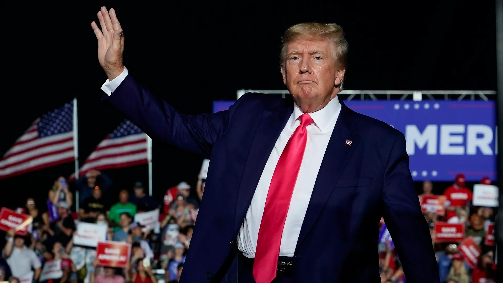 FILE - Former President Donald Trump arrives at a rally, Aug. 5, 2022, in Waukesha, Wis. Trump backed lots of Republicans who won primaries this year. Now comes the harder part, helping them win in November. Trump heads to Wilkes-Barre, Pennsylvania, on Saturday for his first rally of the general election. His goal: bolstering two struggling campaigns that show the challenges facing the inexperienced and oftentimes polarizing candidates Trump championed. (AP Photo/Morry Gash, File)