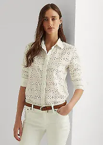 Baumwollbluse mit Lochstickerei